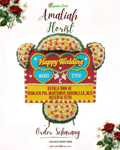 Karangan Papan Bunga Pernikahan di Aribaya